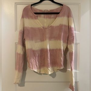 Free people pink and white tie dye long sleeve sweater